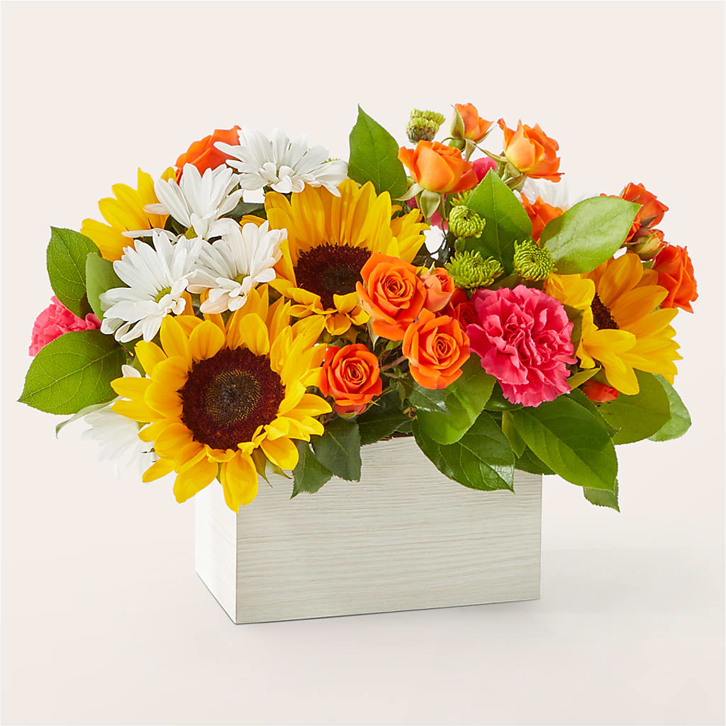 Sun-drenched Blooms Box Bouquet – Simply Gorgeous Flowers, Harvey LA