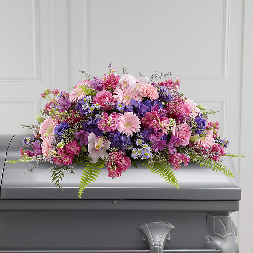 Glorious Garden Casket Spray – Simply Gorgeous Flowers, Harvey LA