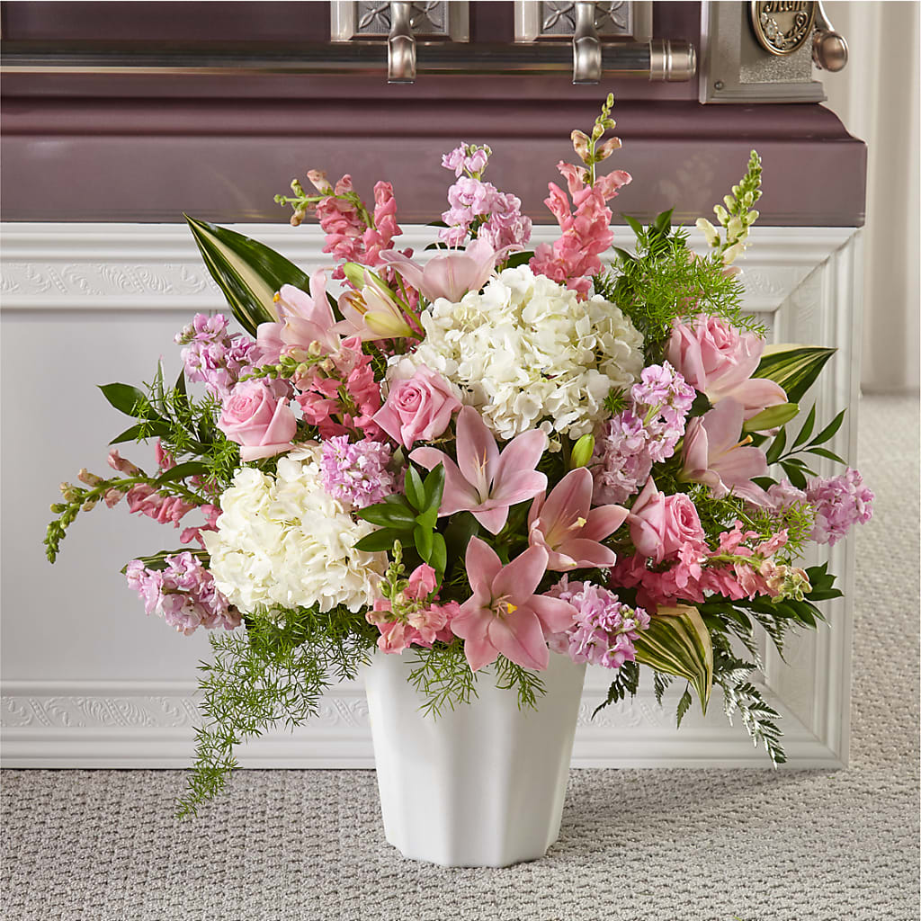Simply Serene Floor Basket – Simply Gorgeous Flowers, Harvey LA
