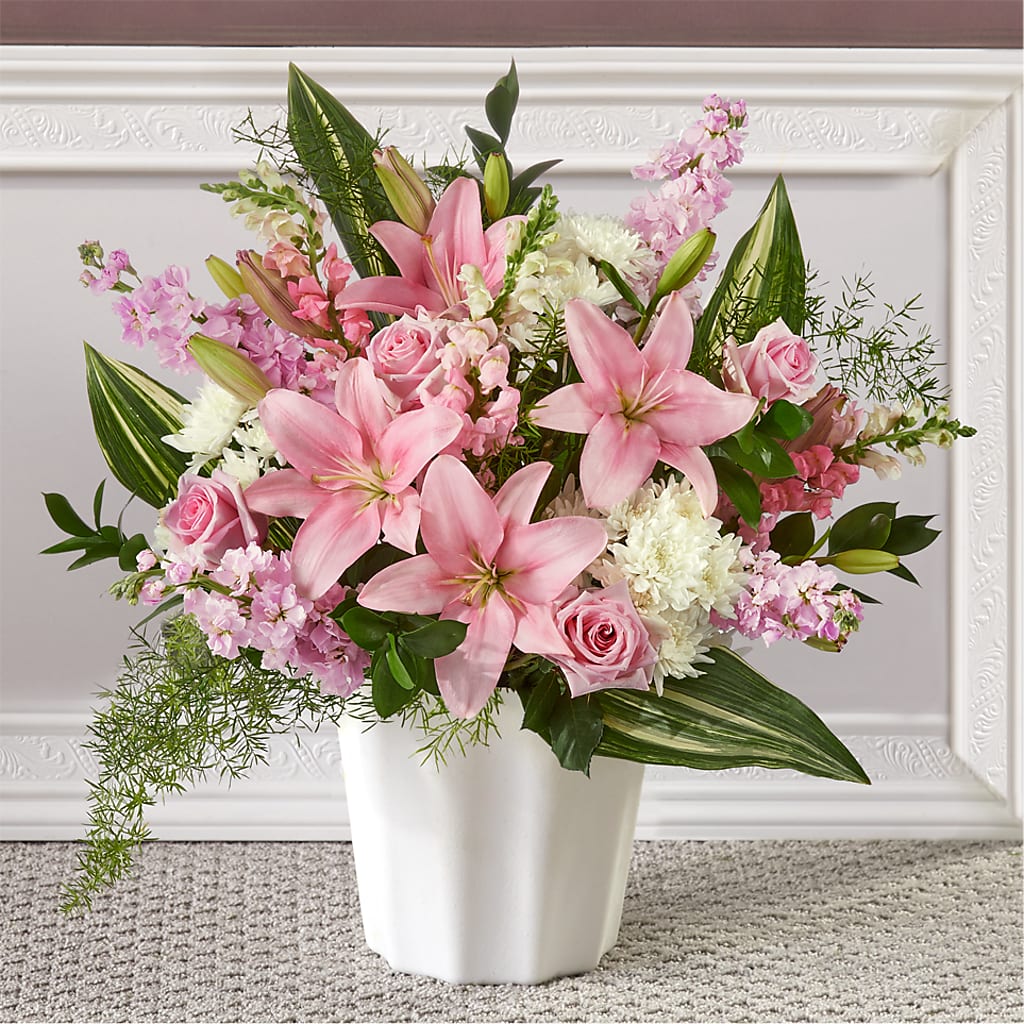 Simply Serene Floor Basket – Simply Gorgeous Flowers, Harvey LA