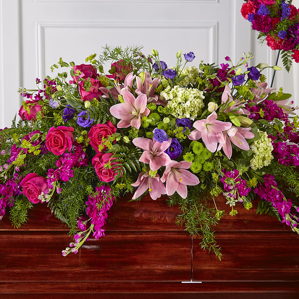 Radiant Tribute Casket Spray – Simply Gorgeous Flowers, Harvey LA