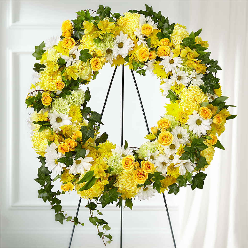 Golden Remembrance Wreath – Simply Gorgeous Flowers, Harvey LA