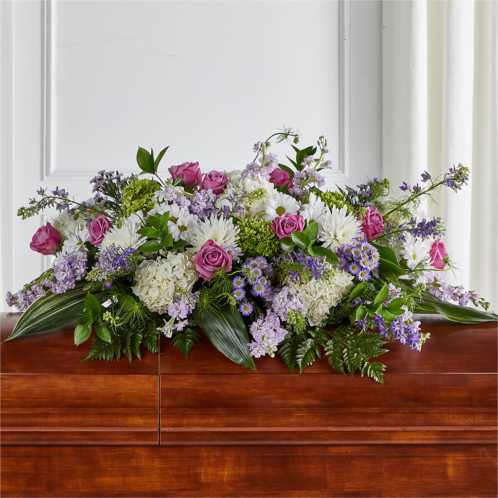 Meadows of Serenity Casket Spray – Simply Gorgeous Flowers, Harvey LA