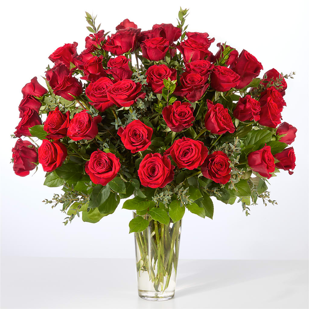 Forever Yours Fifty Stem Red Rose Bouquet – Simply Gorgeous Flowers, Harvey LA