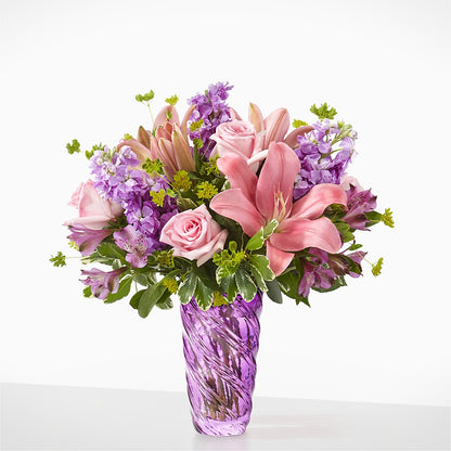 Precious Petals Bouquet with Luxe Swirl Vase –  Simply Gorgeous Flowers, Harvey LA