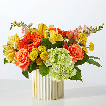 Autumn Sunshine Bouquet with Ivory Vase –  Simply Gorgeous Flowers, Harvey LA
