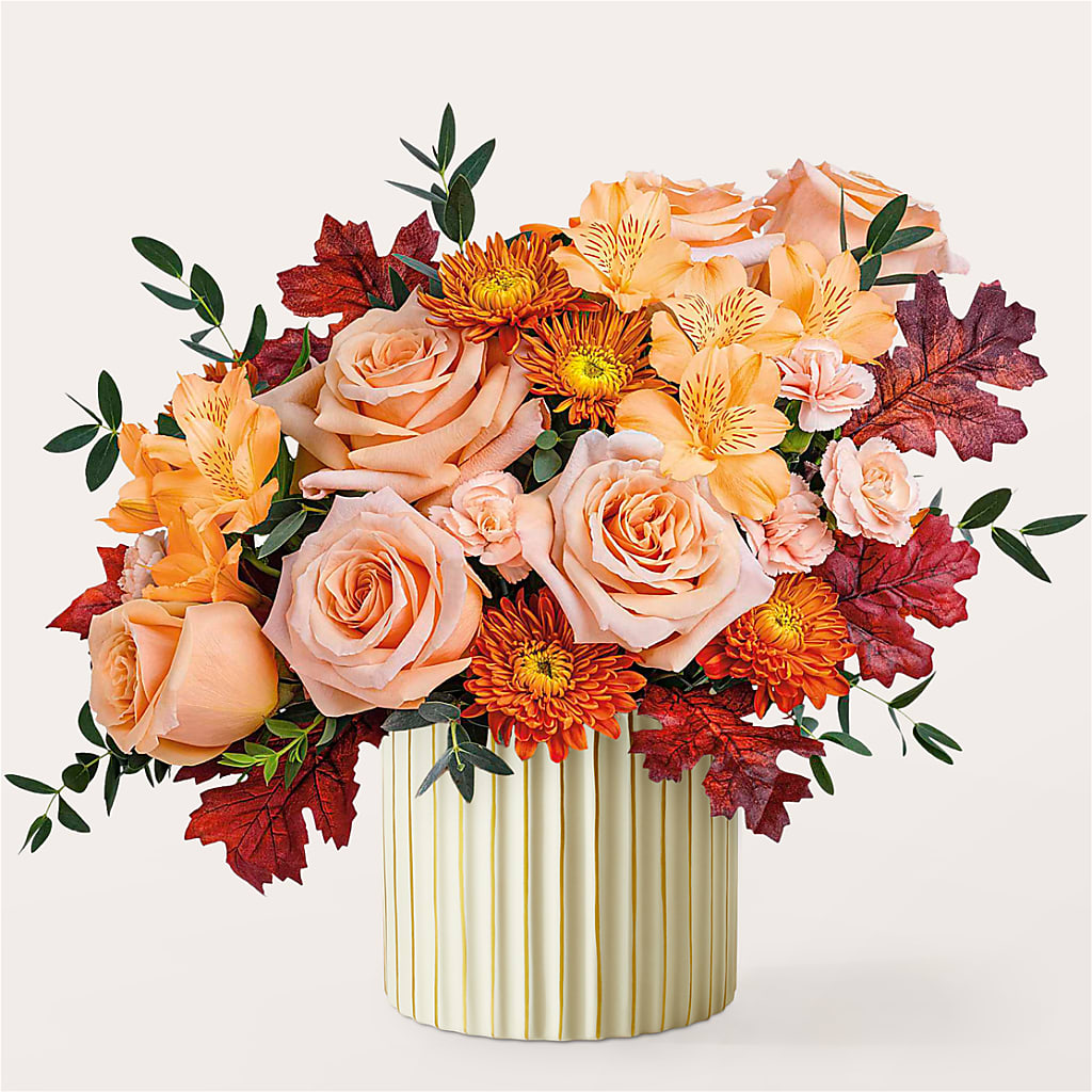 Spiced Latte Bouquet with Ivory Vase –  Simply Gorgeous Flowers, Harvey LA
