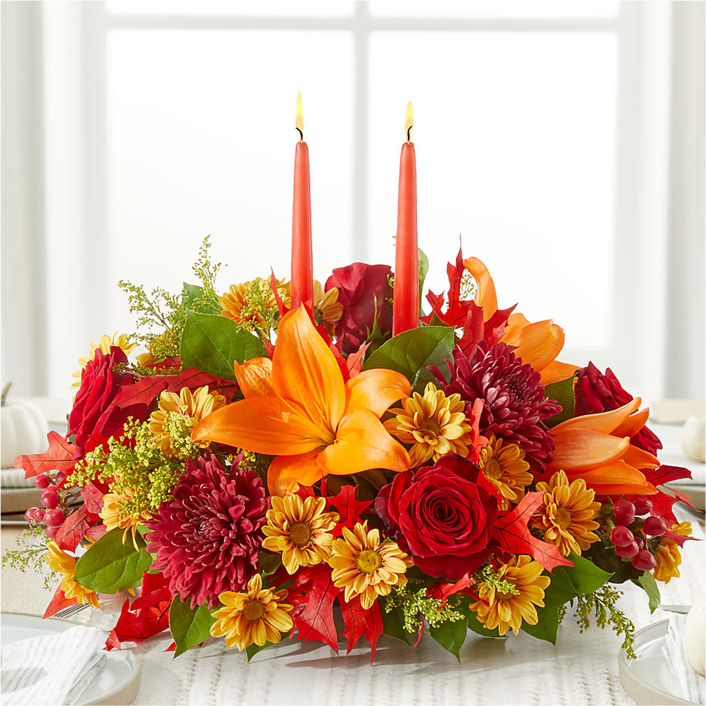 Autumn's Embrace Centerpiece –  Simply Gorgeous Flowers, Harvey LA