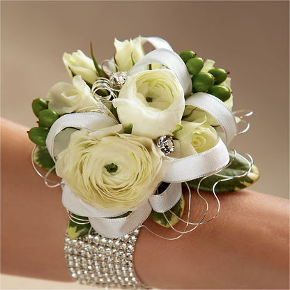 White Wedding Corsage –  Simply Gorgeous Flowers, Harvey LA